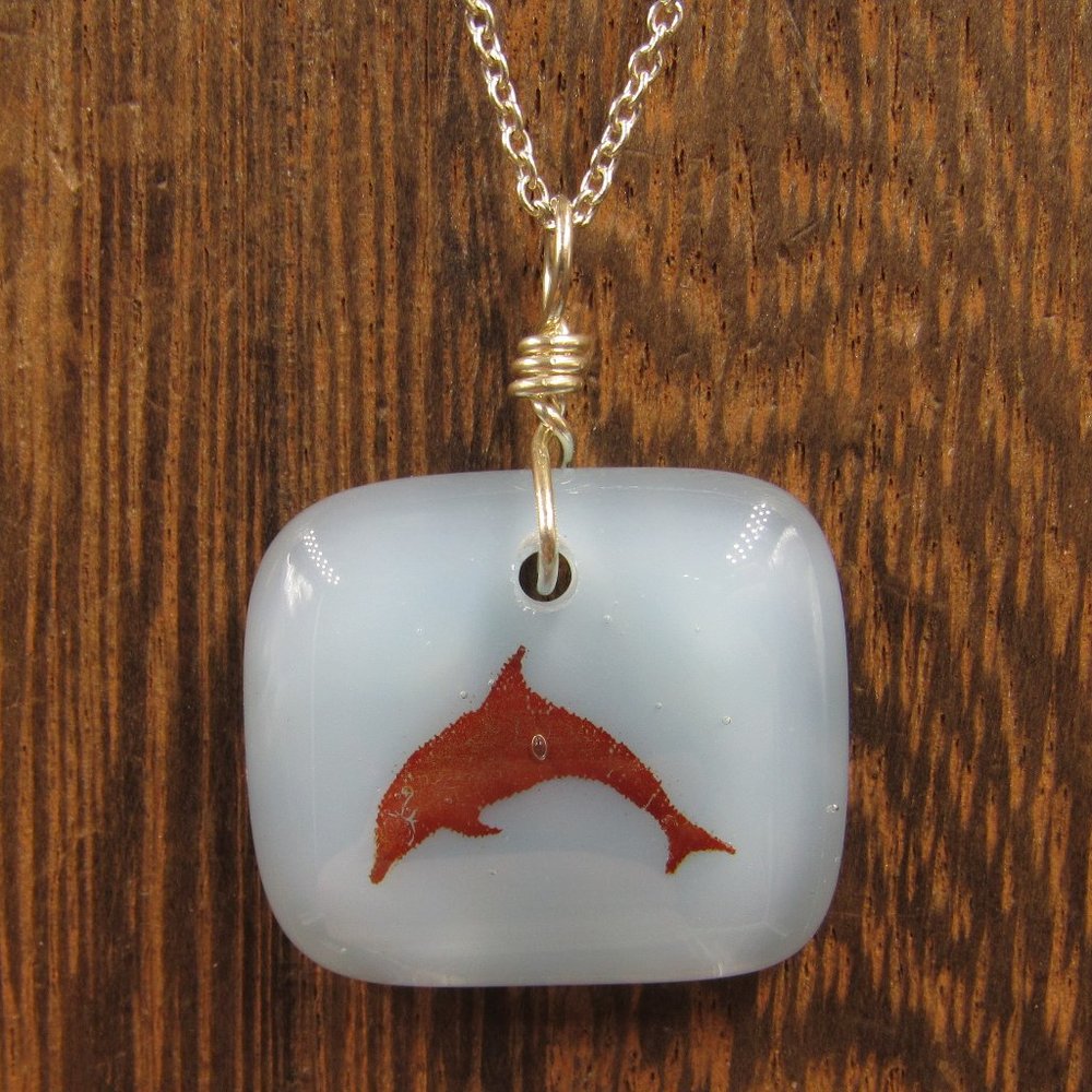 16" Sterling Silver Dolphin Pendant Necklace Vintage - Picture 1 of 6